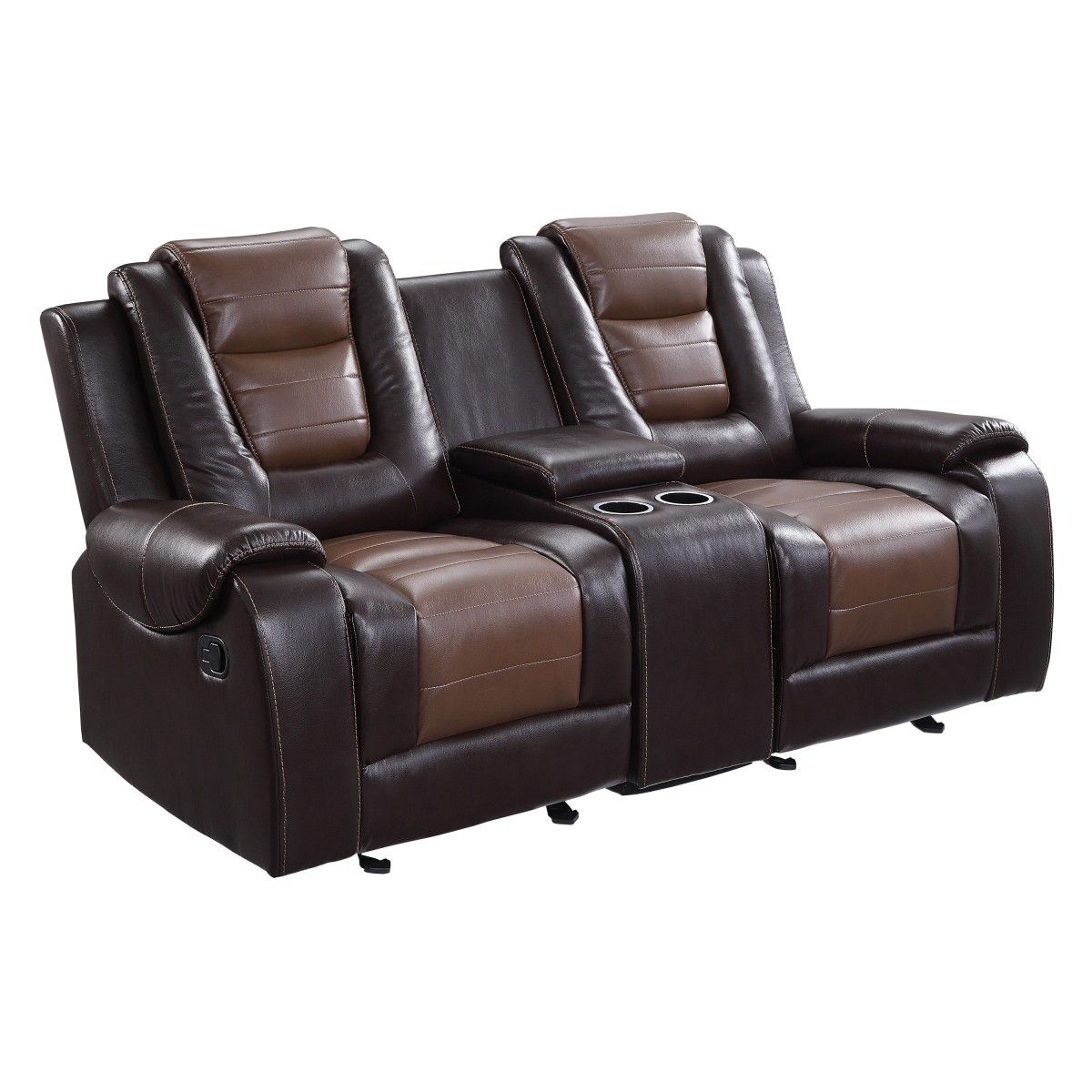 Briscoe - Double Glider Reclining Loveseat With Center Console - 2-Tone