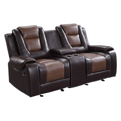 Briscoe - Double Glider Reclining Loveseat With Center Console - 2-Tone