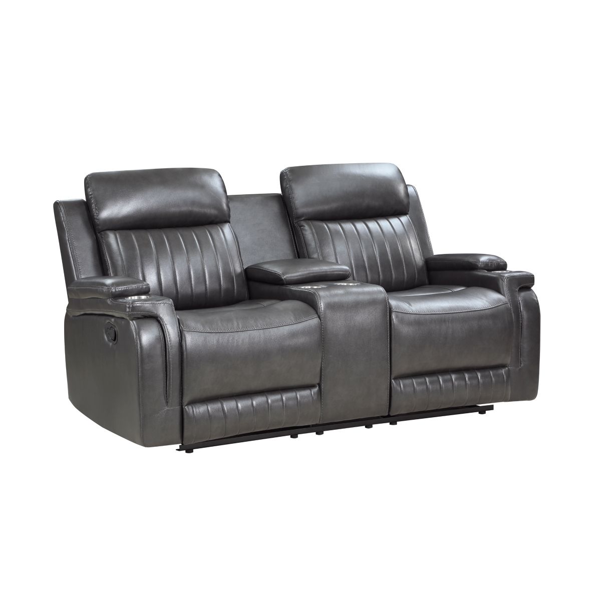 Broomfield - Double Reclining Loveseat With Center Console - Dark Gray