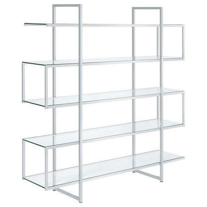 Elmer - 5-Shelf Bookshelf - Clear And Chrome