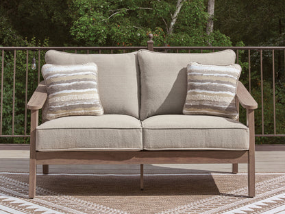 Francis Beach - Loveseat With Cushion - Natural / Gray