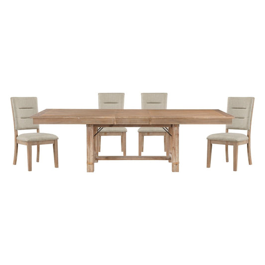 Aberdeen - 5 Piece Dining Room Set (Table & 4 Side Chairs) - Beige / Oak