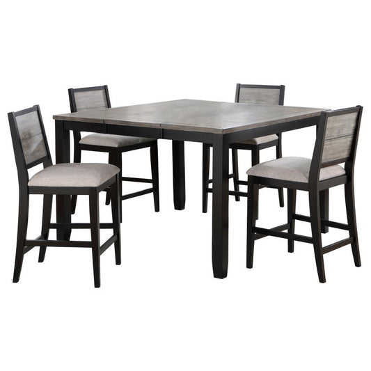 Elodie - 5 Piece Extension Leaf Counter Dining Set Black - Gray