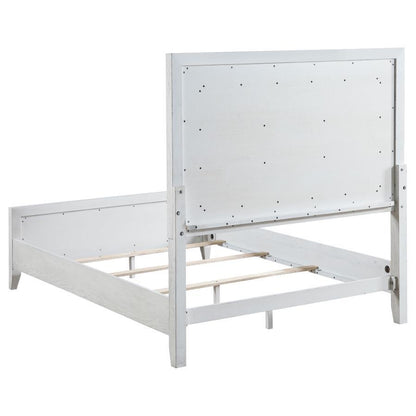 Marielle - Eastern King Headboard Panel Bed - Distressed White