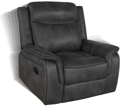 Lawrence - Upholstered Padded Arm Glider Recliner - Charcoal