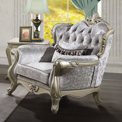 Libertee - Chair With Pillow - Beige Fabric & Champagne