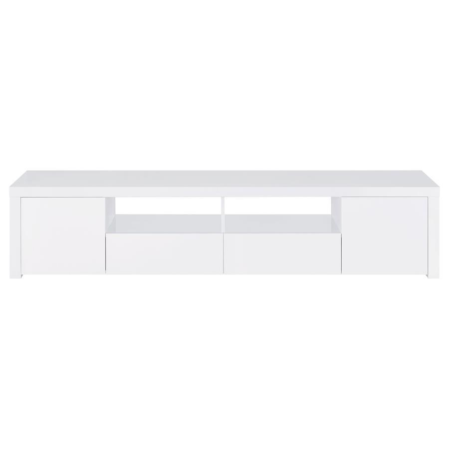 Jude - 2-Door 79" TV Stand With Drawers - White High Gloss