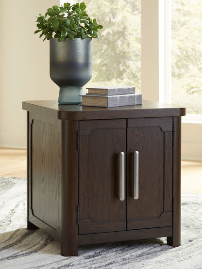 Breckington - Rectangular 2-door End Table - Dark Brown