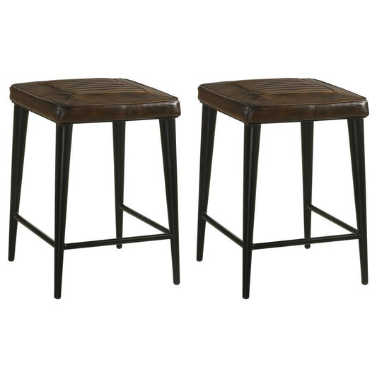 Alvaro - Leather Upholstered Backless Bar Stool (Set of 2)