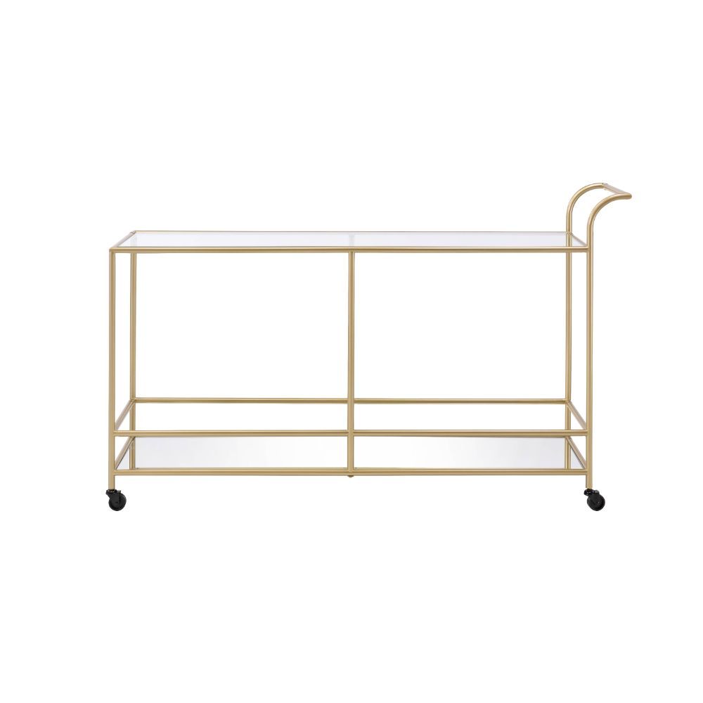 Kenda - Serving Cart - Clear Glass, Mirrored & Gold