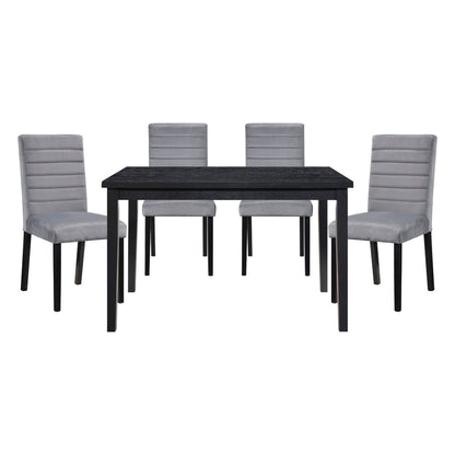 Andreas - 5 Piece Dining Room Set (Table & 4 Side Chairs) - Black / Gray
