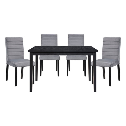 Andreas - 5 Piece Dining Room Set (Table & 4 Side Chairs) - Black / Gray