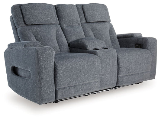 Forest Lake - Power Reclining Loveseat with Console - Steel