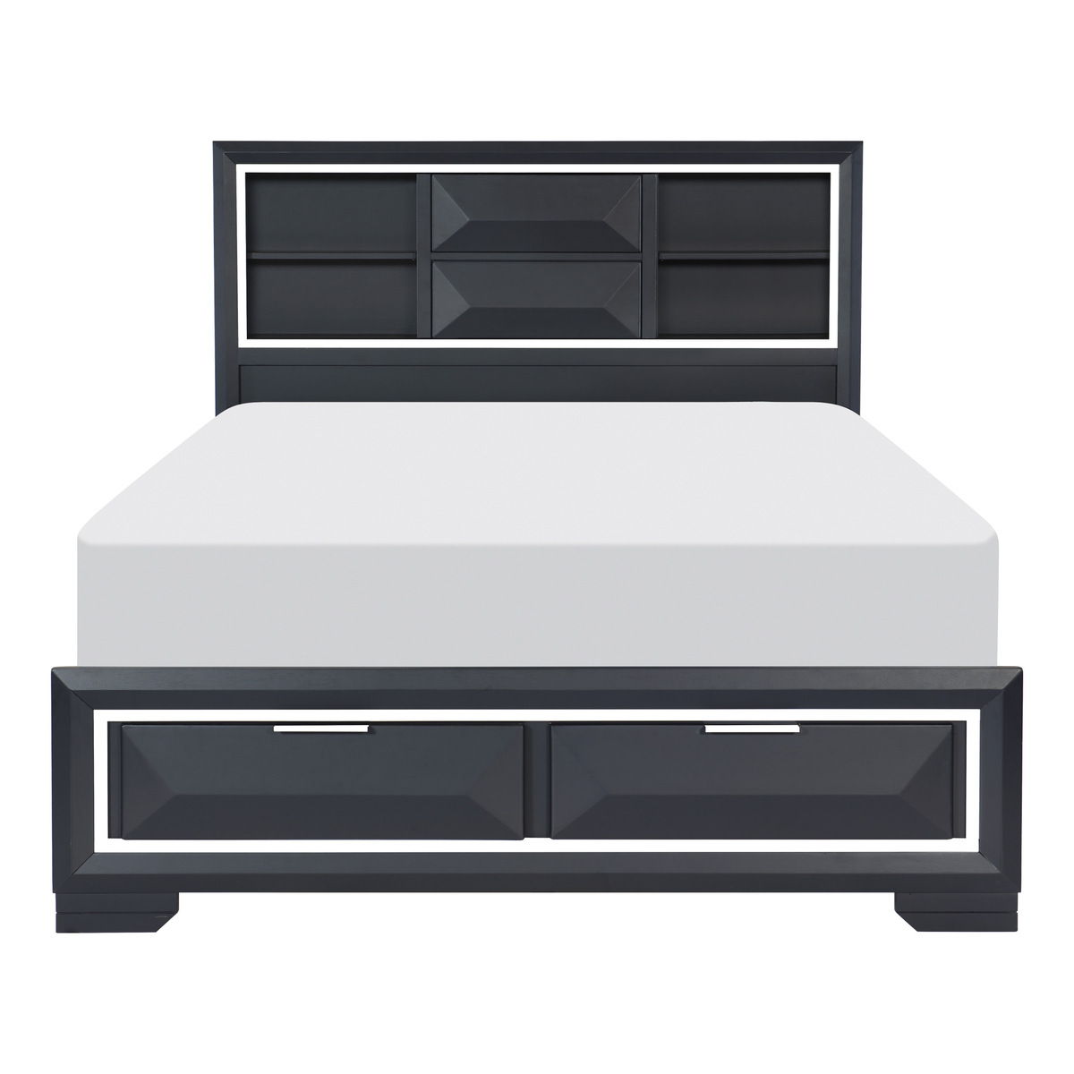 Rosemont - 4 Piece Set (Queen Bed, Nightstand, Dresser, Mirror) - Blue