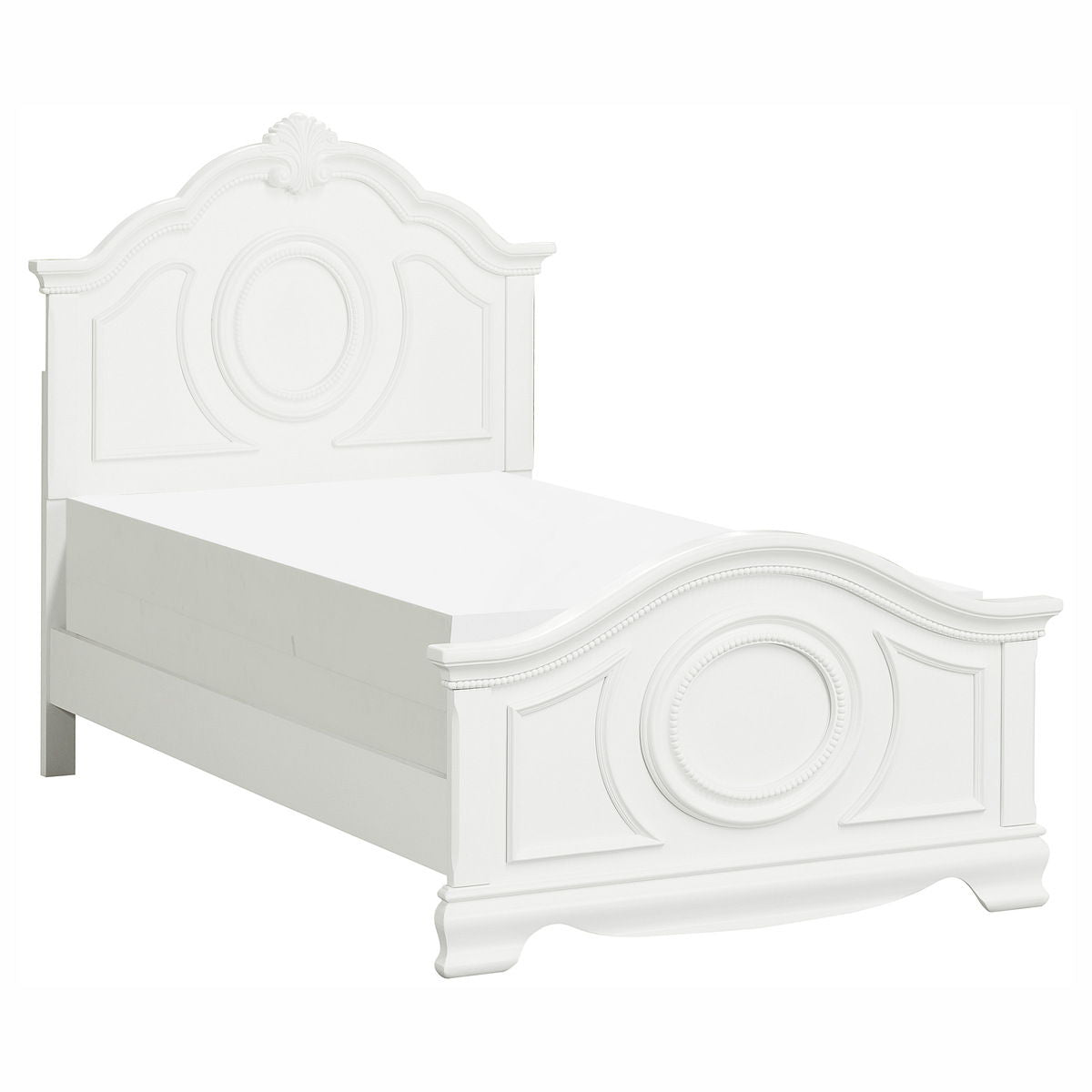 Lucida - 4 Piece Set (Twin Bed, Nightstand, Dresser, Mirror) - White