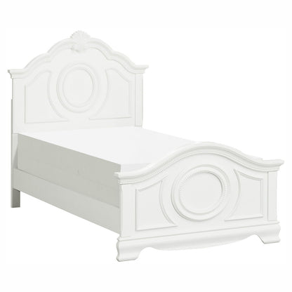 Lucida - 4 Piece Set (Twin Bed, Nightstand, Dresser, Mirror) - White