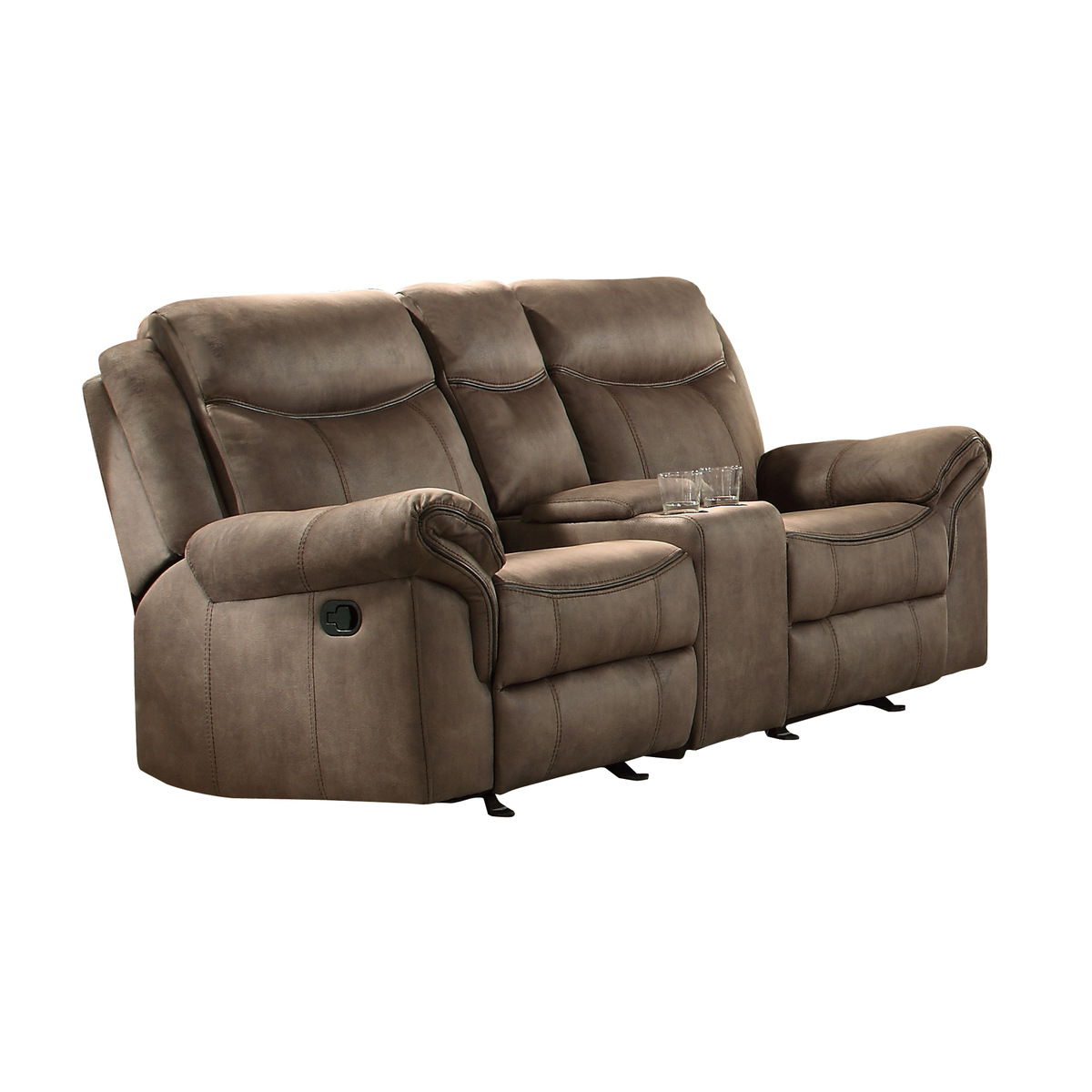 Aram - Double Glider Reclining Loveseat With Center Console, Receptacles And USB Ports