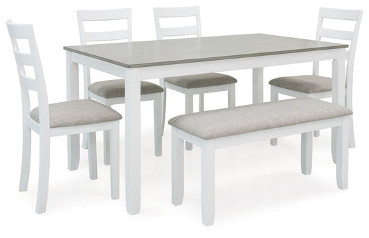 Stonehollow - Rectangular Drm Table Set (Set of 6) - White / Gray