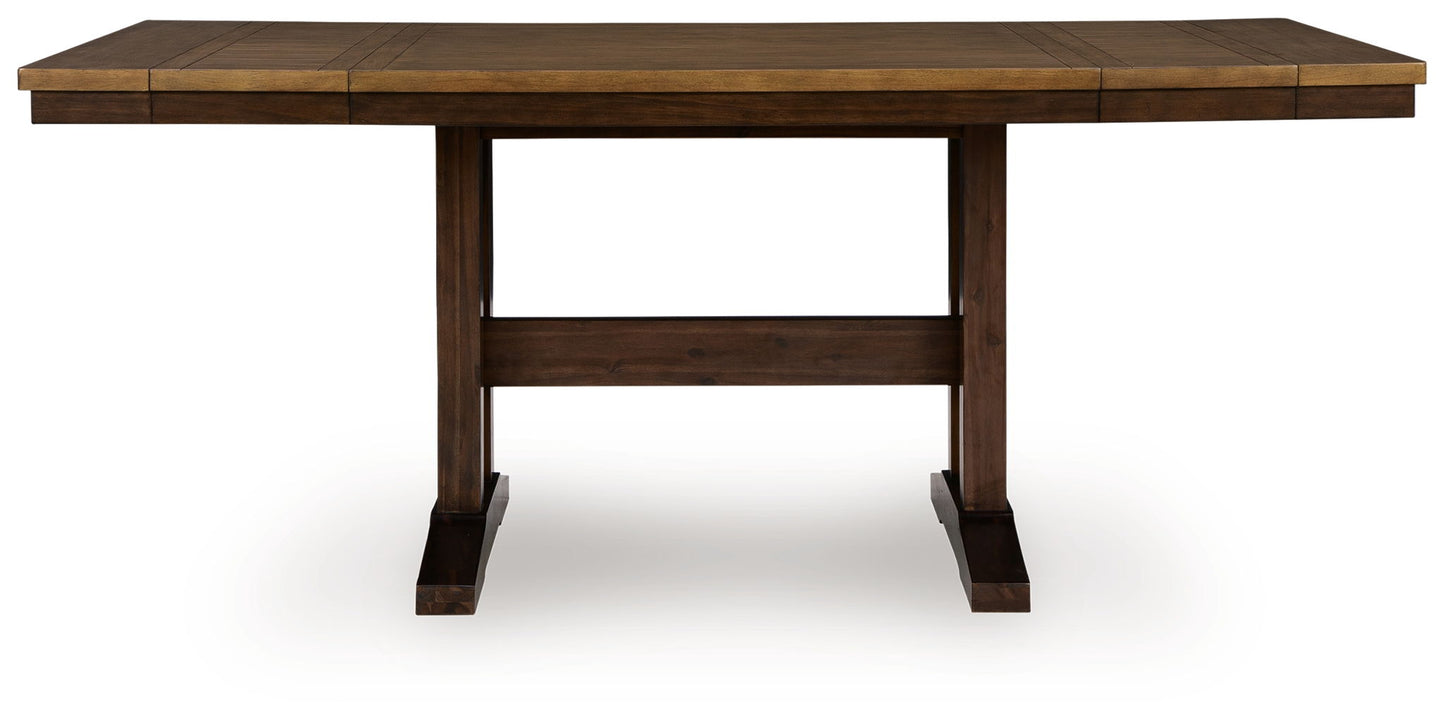 Anixburg - Rectangular Dining Room Counter Height Extension Table - Light Brown / Dark Brown