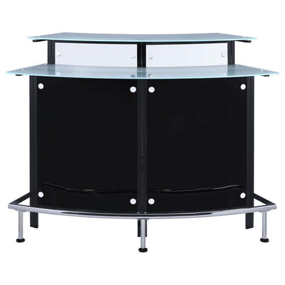 Keystone - Curved Glass Top Home Bar Wine Cabinet - Black