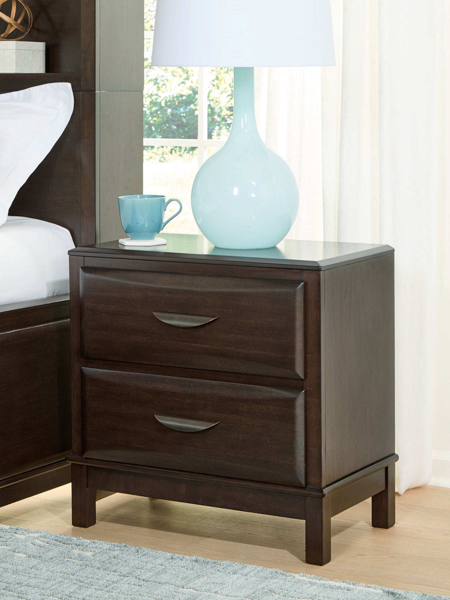 Vanmore - Two Drawer Night Stand - Dark Brown