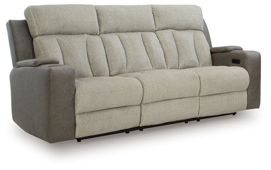 Stately Check - Power Reclining Sofa With Adj Headrest - Sisal