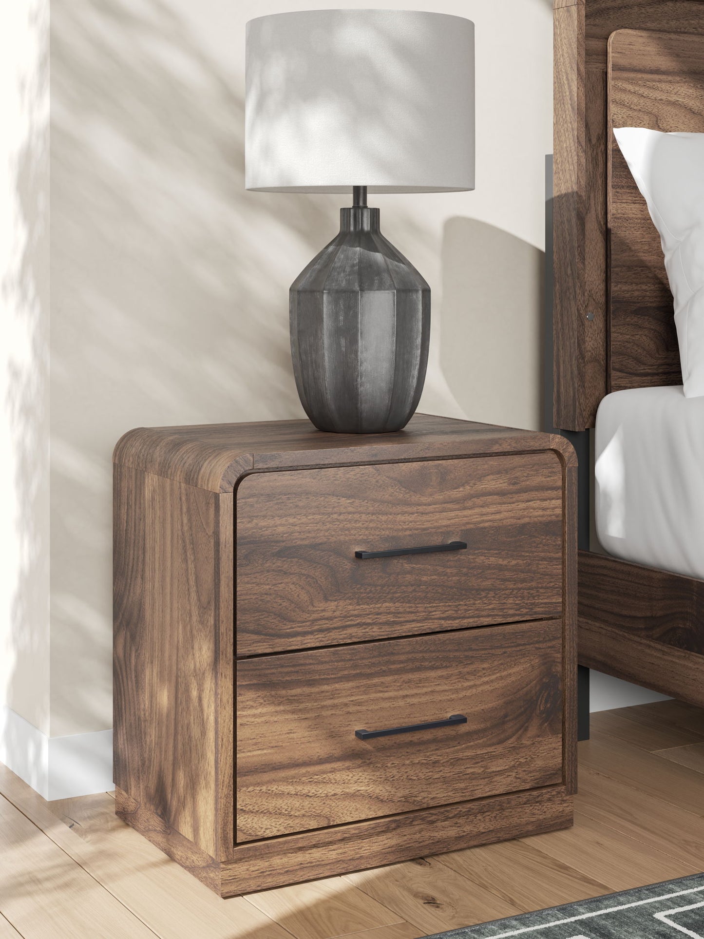 Hollinaze - Two Drawer Night Stand - Walnut Brown