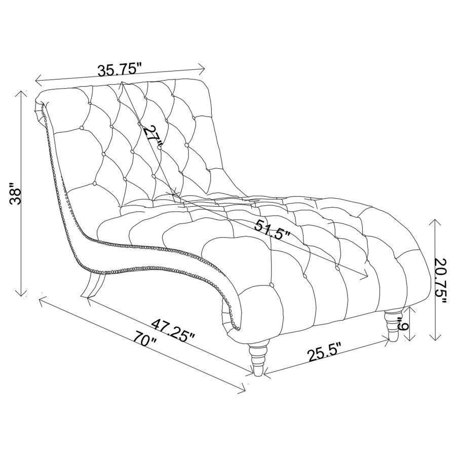 Lydia - Tufted Cushion Chaise With Nailhead Trim - Gray