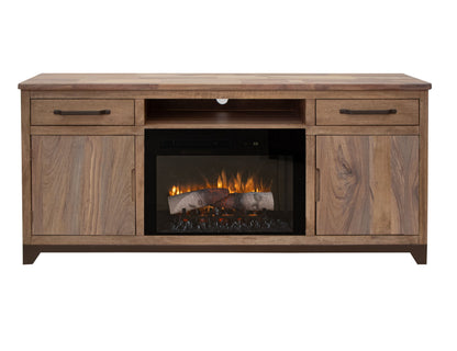 Natural Parota - 70" Electric Fireplace - Brown Cappuccino