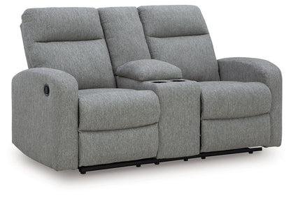 Moreau Place - Double Recline Loveseat With Console - Sterling