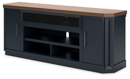Landocken - XL TV Stand W/Fireplace Option - Brown / Blue