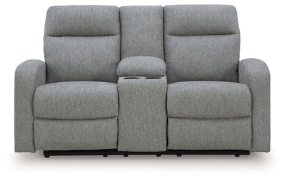 Moreau Place - Double Recline Loveseat With Console - Sterling
