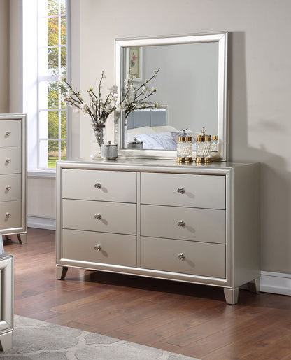 Omni - Dresser And Mirror - Pearl Silver