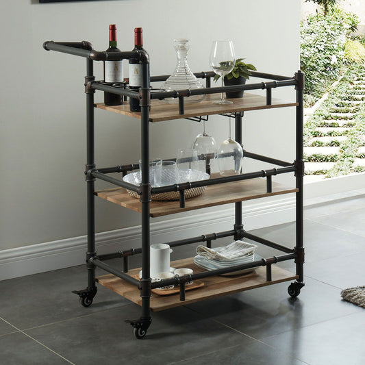 Aylmer - Serving Cart - Antique Black / Oak