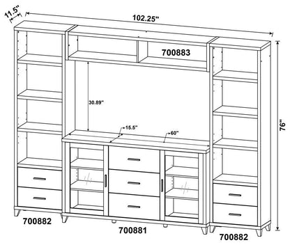 Lewes - 4 Piece Entertainment Center - Cappuccino