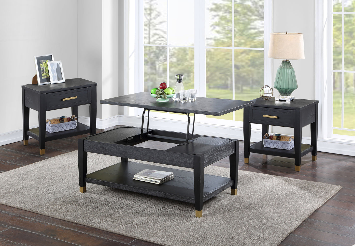 Yves - 3 Piece Occasional Table Set - Black