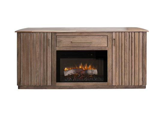 Mezquite - 1 Drawer 2 Doors Fireplace TV Stand 70 - Mezquite Brown