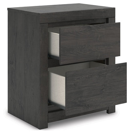 Parlayon - Two Drawer Night Stand - Charcoal
