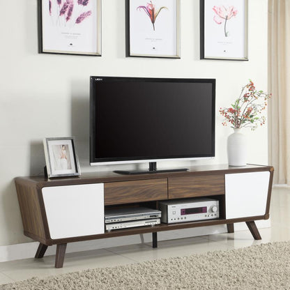 Alvin - 2-Drawer TV Console - Dark Walnut And Glossy White