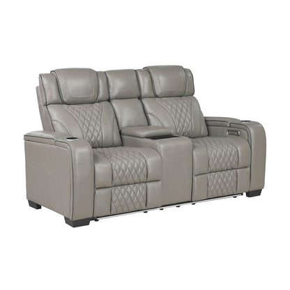 Apex - Power Double Reclining Loveseat With Center Console, Power Headrests, Storage Arms With Cup Holders, Wireless Charger, Air Massage And Heat, LED Lighting And Charging Ports