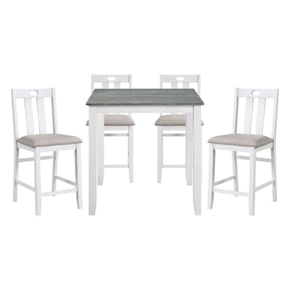 Lowell - 5 Piece Counter Height Set - White / Gray