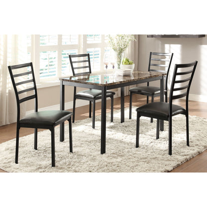 Flannery - Dining Table WIth Faux Marble Top - Brown / Black