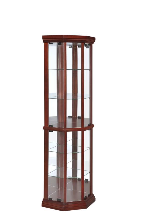 Appledale - 6-Shelf Corner Curio Cabinet - Medium Brown