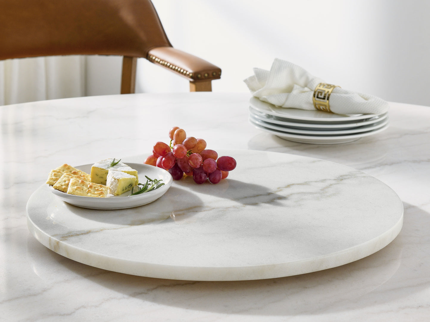 Arken - White Marble Lazy Susan - White