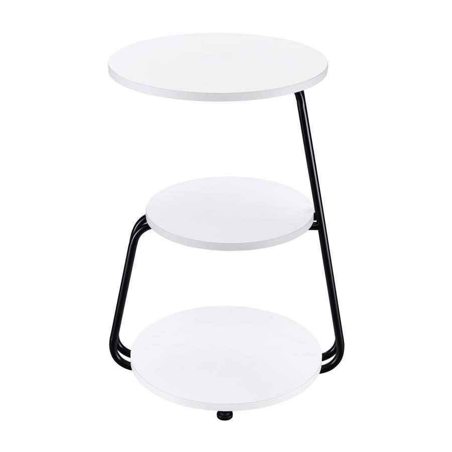 Hilly - 3-Tier Round Accent Side Table - White And Black