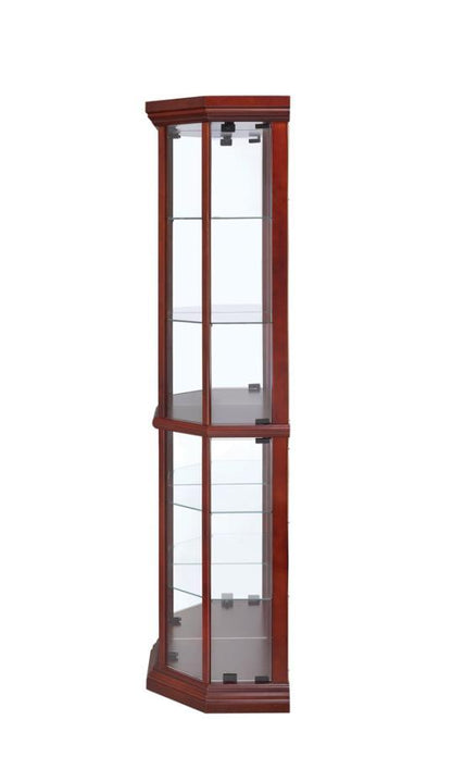 Appledale - 6-Shelf Corner Curio Cabinet - Medium Brown