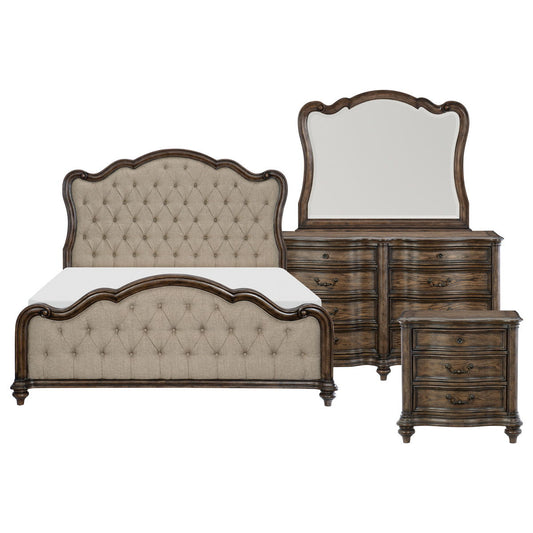 Heath Court - 4 Piece Set (Queen Bed, Nightstand, Dresser, Mirror) - Brown