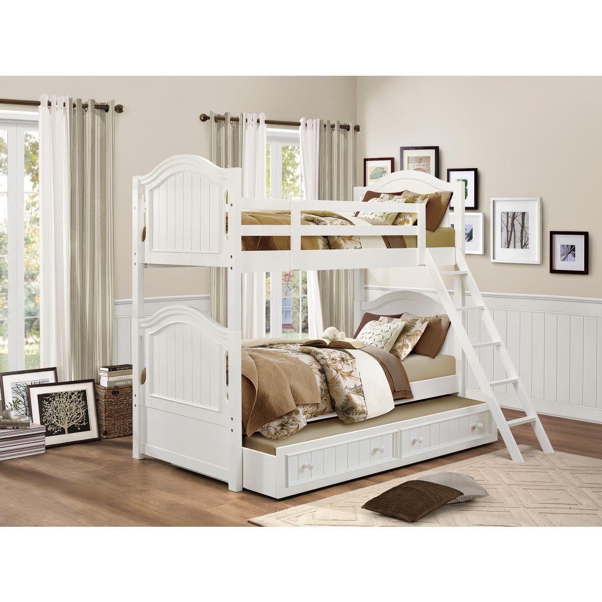 Clementine - Twin / Twin Bunk Bed With Twin Trundle - White