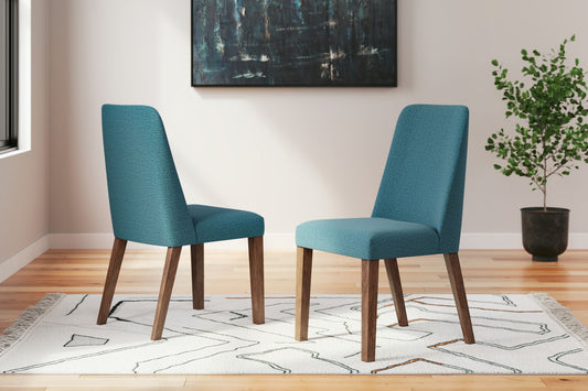 Lyncott - Dining Uph Side Chair (Set of 2) - Blue / Brown