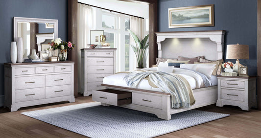 B00226 - Queen Storage Bed - White / Brown